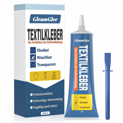 Textilkleber, Wasch- und bügelbeständig Stoffkleber Textilkleber, Permanenter Kleber für Stoffe, Baumwolle, Leder, Jeans und mehr - 50ml durchsichtig Angebot bei HelloDeals
