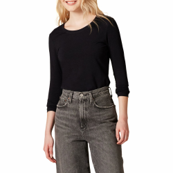 Amazon Essentials Damen Regular-Fit Langarm-T-Shirt Rundhalsausschnitt (In Übergröße Erhältlich) M Schwarz Angebot bei HelloDeals