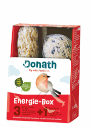 Donath Energie-Box 3+1-3 Meisenknödel im Netz a 100g und 1 Nussstange a 120g - viel Abwechslung - wertvolles Ganzjahres Wildvogelfutter - aus unserer Manufaktur in Süddeutschland Angebot bei HelloDeals