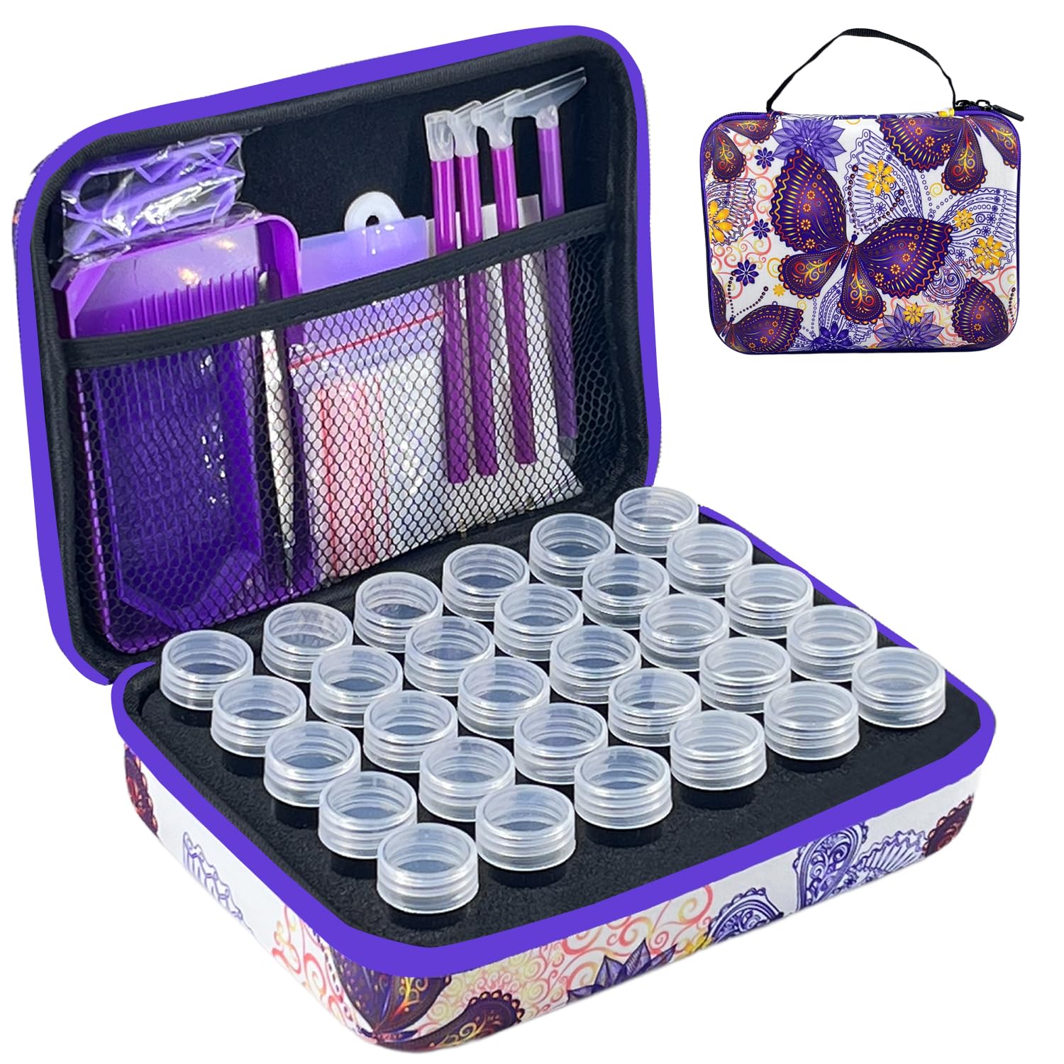 Diamond Painting Zubehör Boxen, 30 Stück Diamant Painting Aufbewahrungsbox Kits für Diamond Painting Bilder Samen Schmuck Strass Perlen DIY Handwerk Lila Klein (30 Stück) Angebot bei HelloDeals