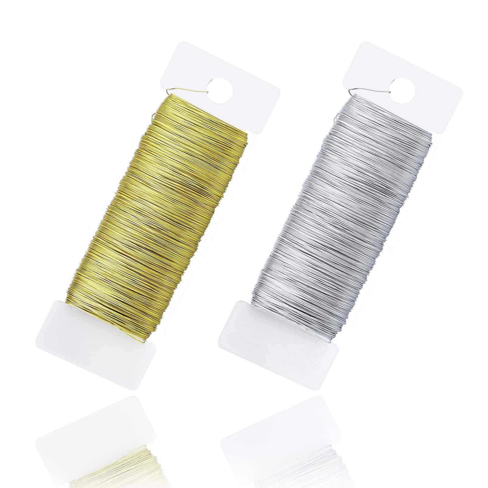 0,35mm x 100m Basteldraht Gold, 2 Rollen Blumendraht Draht zum Basteln Schmuckdraht Wickeldraht Modellierdraht Basteln für Deko Handwerk Pflanzen (50m/Rolle) Angebot bei HelloDeals