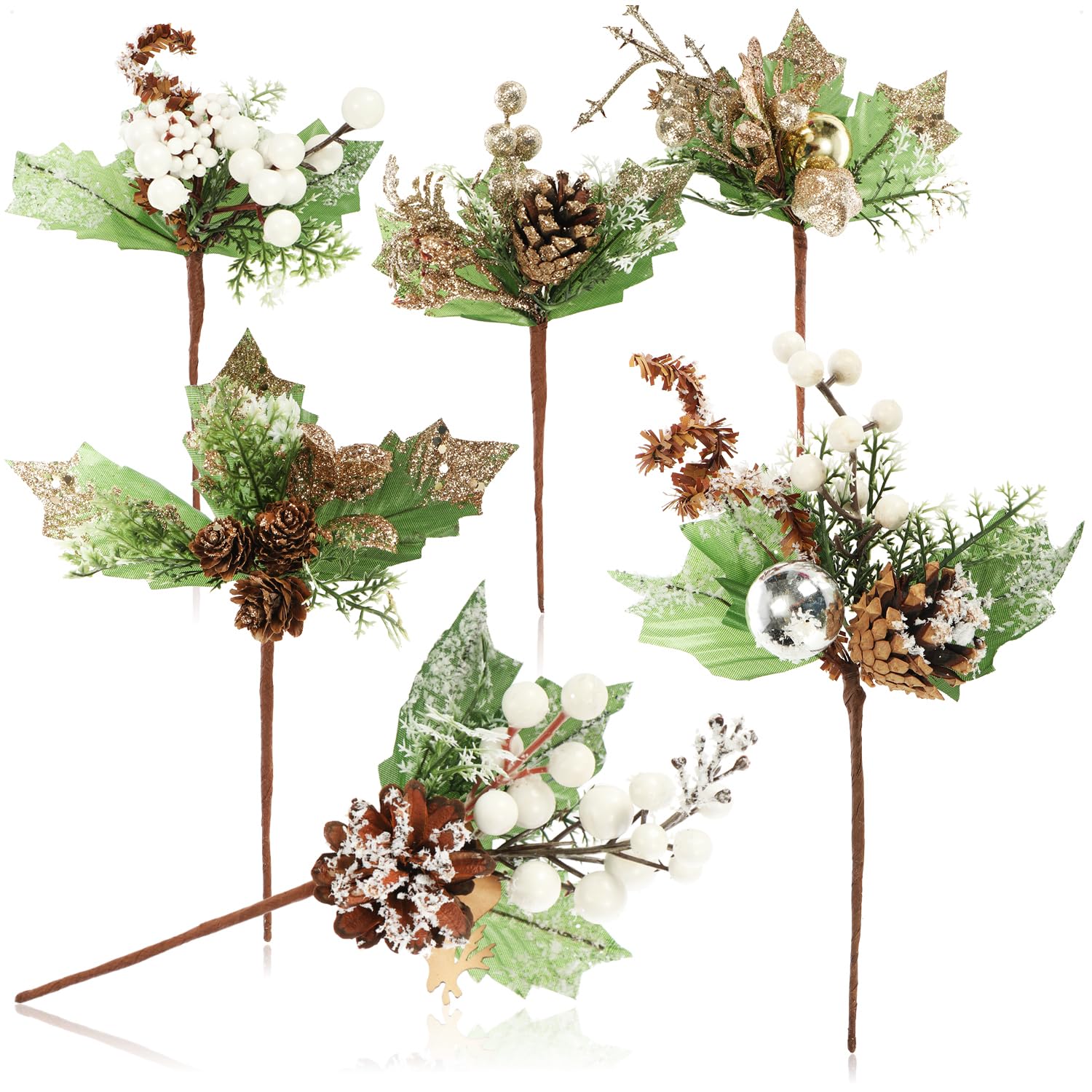 com-four® 6X Deko-Mistelzweig, dekorative Mistelzweige zum Aufhängen, Dekozweige als Bastelbedarf, verschönert Geschenke und Potpourris (06 Stück - goldfarben + weiß) Angebot bei HelloDeals