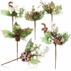 com-four® 6X Deko-Mistelzweig, dekorative Mistelzweige zum Aufhängen, Dekozweige als Bastelbedarf, verschönert Geschenke und Potpourris (06 Stück - goldfarben + weiß) Angebot bei HelloDeals