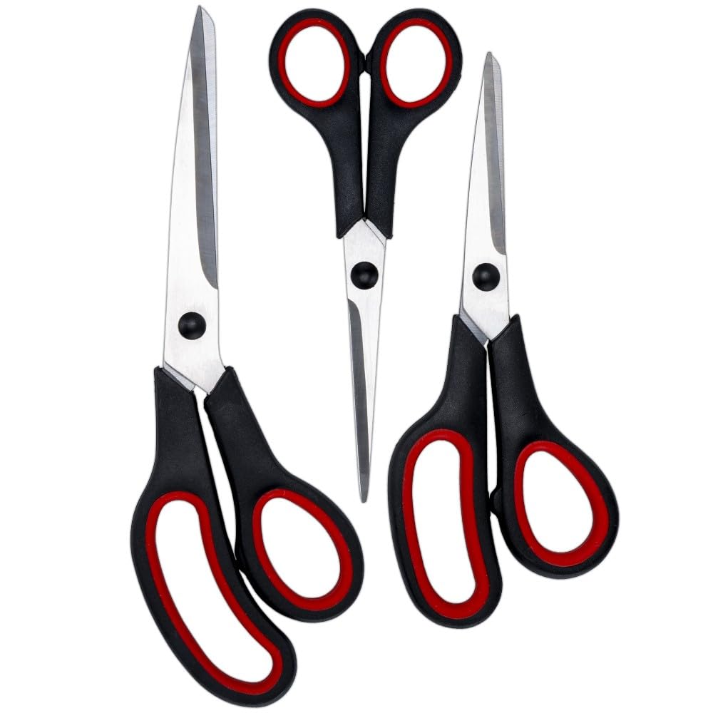Ideen mit Herz Softgrip-Scheren aus Edelstahl | 3 Stück: 24,5 cm, 20 cm und 17 cm | Scheren-Set für Zuhause, Haushalt, Handwerk, Schule, Basteln und Büro Angebot bei HelloDeals