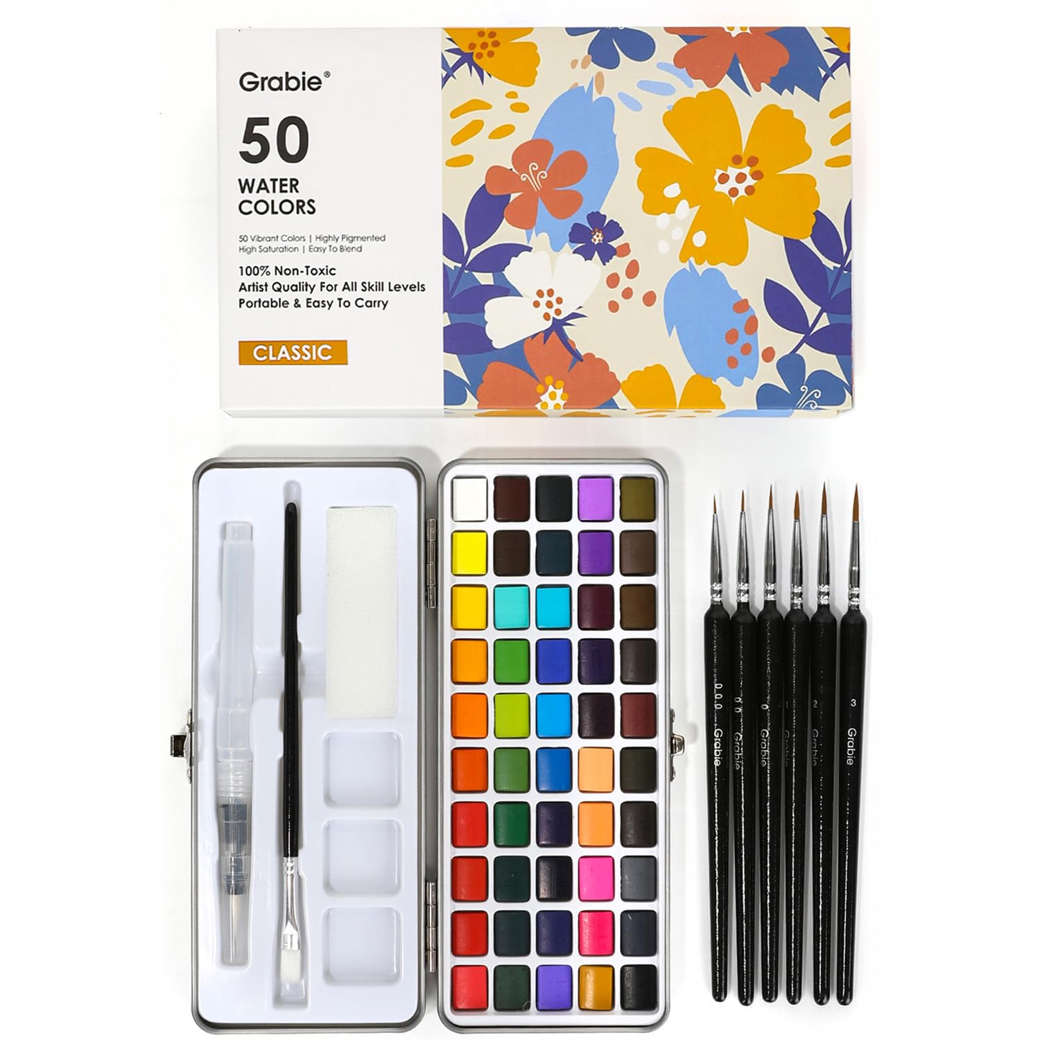 Grabie Aquarellfarben-Set, ideal zum Malen, 50 Farben, Detail-Pinsel im Lieferumfang enthalten, Kunstbedarf, für Künstler, Hobbyisten und Malliebhaber 50 colors Angebot bei HelloDeals