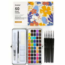 Grabie Aquarellfarben-Set, ideal zum Malen, 50 Farben, Detail-Pinsel im Lieferumfang enthalten, Kunstbedarf, für Künstler, Hobbyisten und Malliebhaber 50 colors Angebot bei HelloDeals