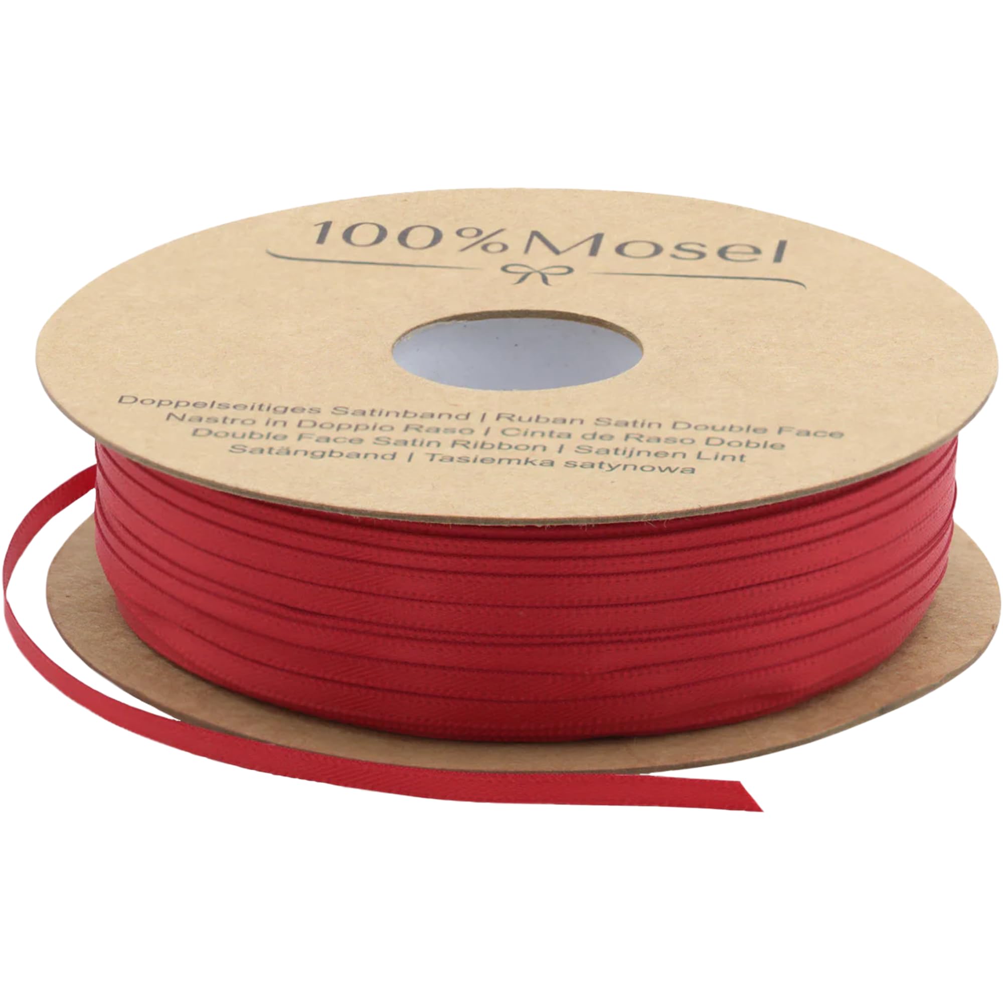 100% Mosel Satinband, in Rot (3 mm x 100 m), matt glänzendes Geschenkband, edles Schleifenband zum Dekorieren & Basteln, zum Einpacken besonderer Geschenke, für Hochzeit, Weihnachten uvm. Rot 3 mm x 100 m Angebot bei HelloDeals