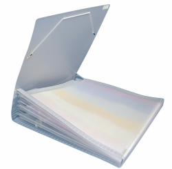 Rayher Fächertasche für Scrapbooking-Papiere, 33 x 33,5 cm, 7 Fächer, transparenter Kunststoff, Gummibandverschluss, Sortiermappe, 7870500, Grau Angebot bei HelloDeals