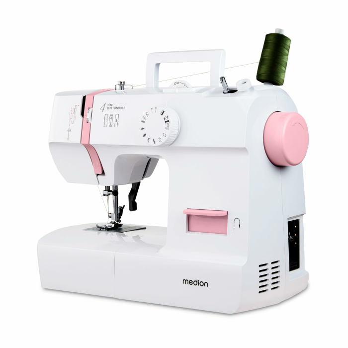MEDION Nähmaschine SM70 (70 Watt, 12 verschiedene Stichmuster, LED Nählicht, einstellbare Stichlänge, Rückwärtstaste, Fadenschneider, MD11179) rosa Angebot bei HelloDeals