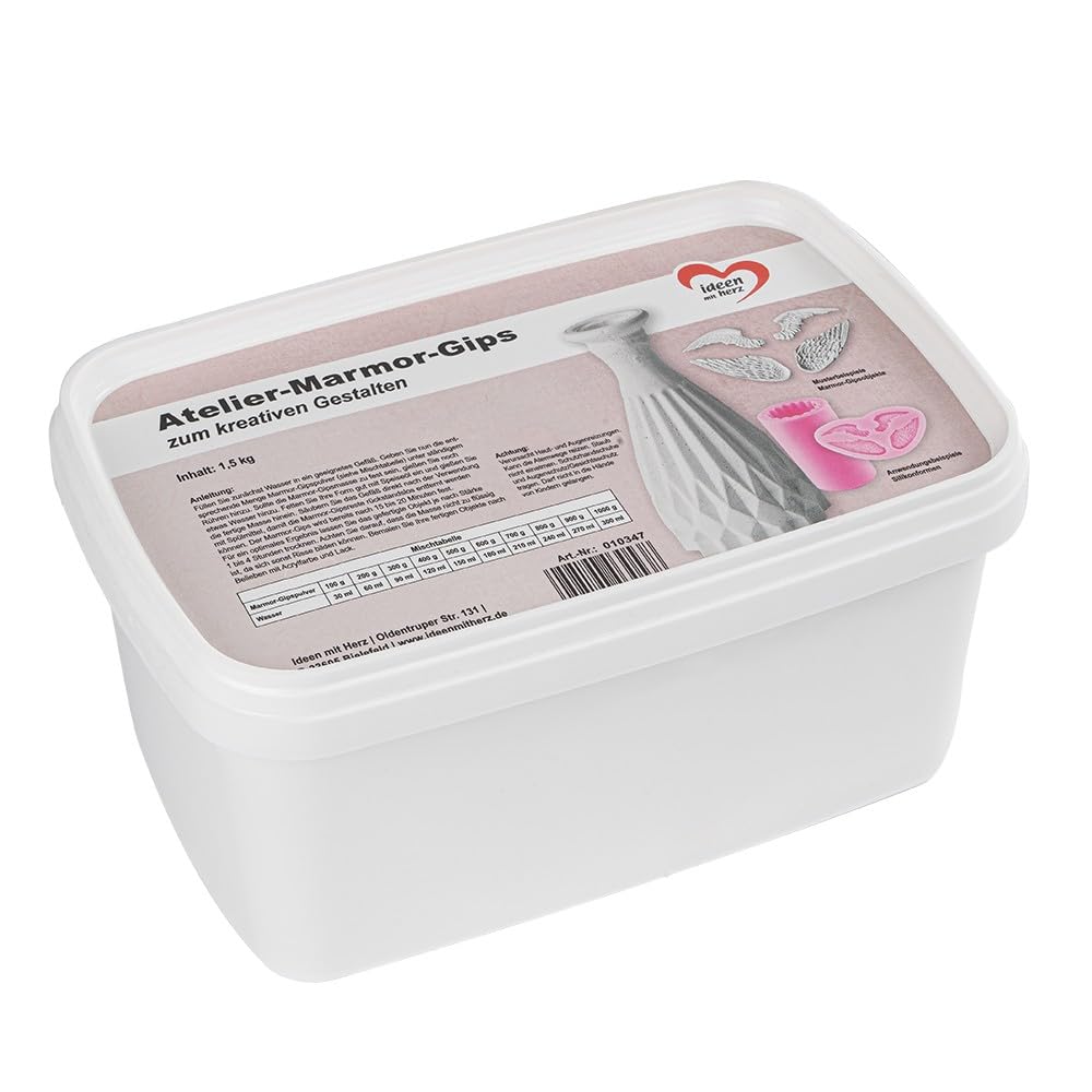 Ideen mit Herz Atelier-Marmor-Gips zum kreativen Gestalten, 1,5kg | Kreativgips zum Anmischen mit Wasser | Gips zum Basteln, DIY, Home-Deko Angebot bei HelloDeals