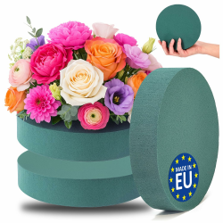com-four® 3X Steckmasse für Blumengestecke - 16 x 3,5 cm - Steckschaum für Frischblumen - Steckschwamm zum Basteln für Hochzeit, Ostern und Geburtstag (03 Stück - flach) Angebot bei HelloDeals