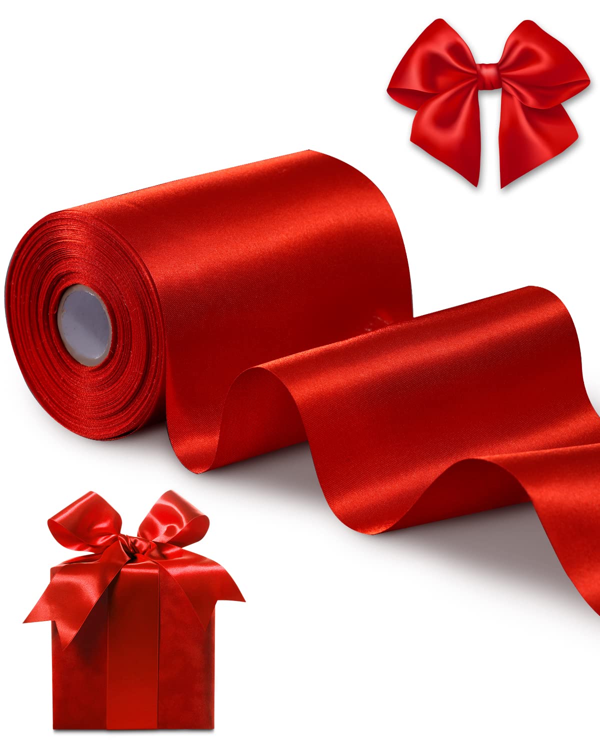 Geschenkband 10cm Breit Satinband Rotes Band für Grand Öffnung, Eröffnungszeremonie, Schleifenband Ringelband für Weihnachten Neujahr Geschenk Hochzeit Valentinstag Deko Rot 10 cm x 20m Angebot bei HelloDeals