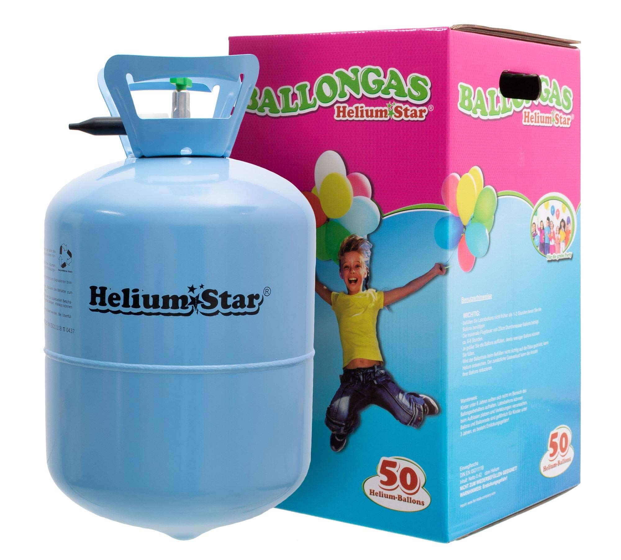Helium Ballongas HeliumStar Einwegflasche für bis zu 50 Luftballons 25cm Ø o. 27 Folienballons 45cm Ø Geburtstag Party Hochzeit Angebot bei HelloDeals
