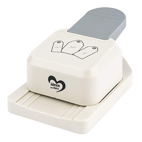 Ideen mit Herz Anhänger-Stanzer | Etiketten-Stanzer für 3 verschiedene Größen | Motiv-Locher für Papier | Geschenkanhänger basteln (Geschenkanhänger) metallic Angebot bei HelloDeals