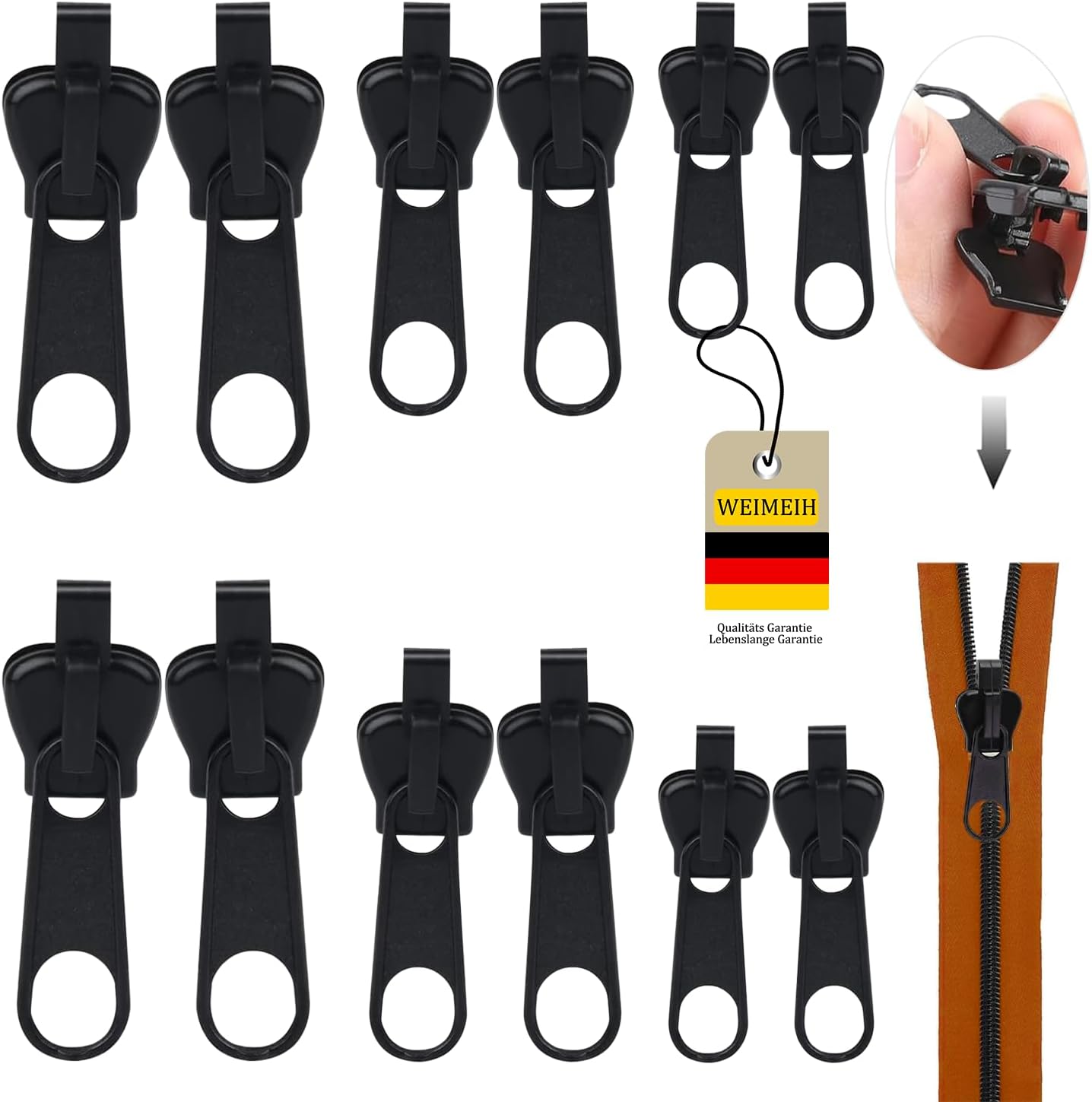 Reißverschluss Zipper Reissverschluss Reparatur Set Ersatz,Abnehmbare Reissverschluss Zipper Reparatur Reißverschluss Reparaturset für Jacken, Rucksäcke, Koffer Zipperr-pull (12) Angebot bei HelloDeals