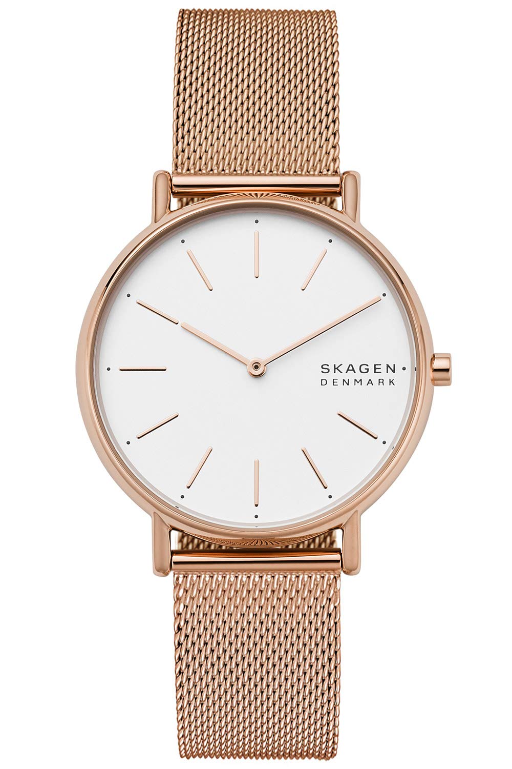 SKAGEN Signatur Uhr für Damen, Quarz-Zweizeigerwerk mit Edelstahl- oder Lederarmband 38 mm Roségoldton mit Weiß Angebot bei HelloDeals