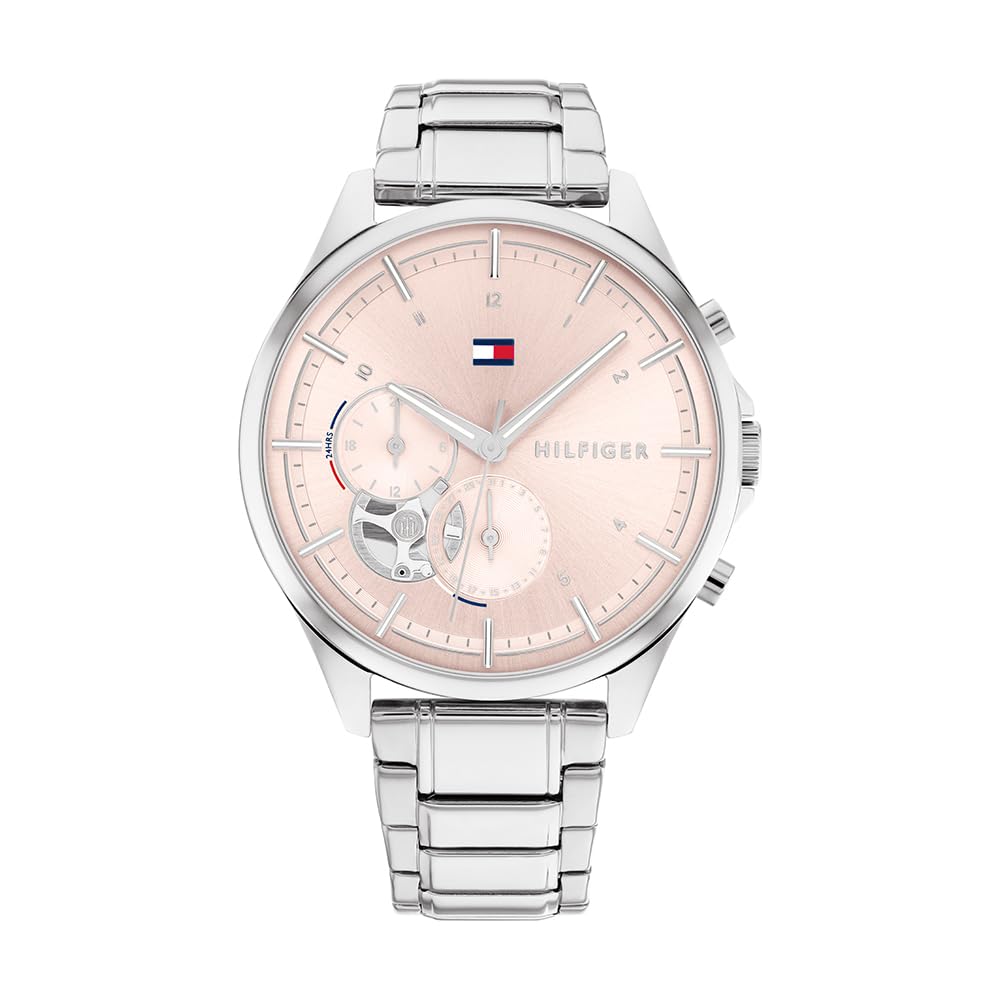 Tommy Hilfiger Multi Zifferblatt Quarz Uhr für Damen mit Edelstahlarmband Pink Angebot bei HelloDeals
