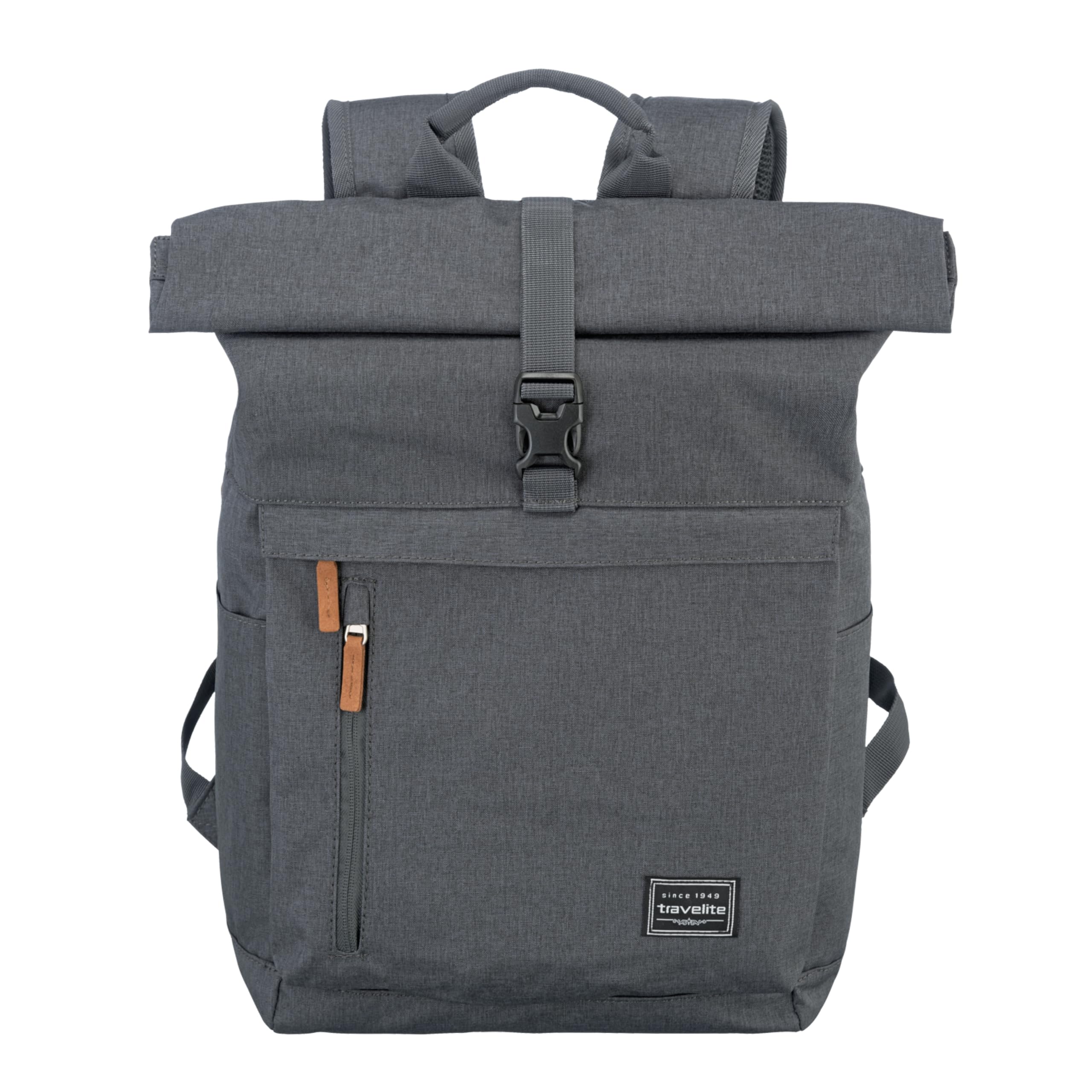 travelite Handgepäck Rucksack, Laptop Rucksack 15,6 Zoll, BASICS, Reiserucksack Rolltop Funktion, 60 cm, 35 Liter Anthrazit Angebot bei HelloDeals