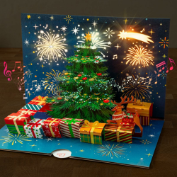 papercrush® Pop-Up Weihnachtskarte mit Musik & Licht - Musikalische 3D Geschenkkarte mit Weihnachtsbaum und Jingle Bells für Frauen, Männer und Kinder (Mädchen & Jungen), Verpackung für Geldgeschenk Angebot bei HelloDeals