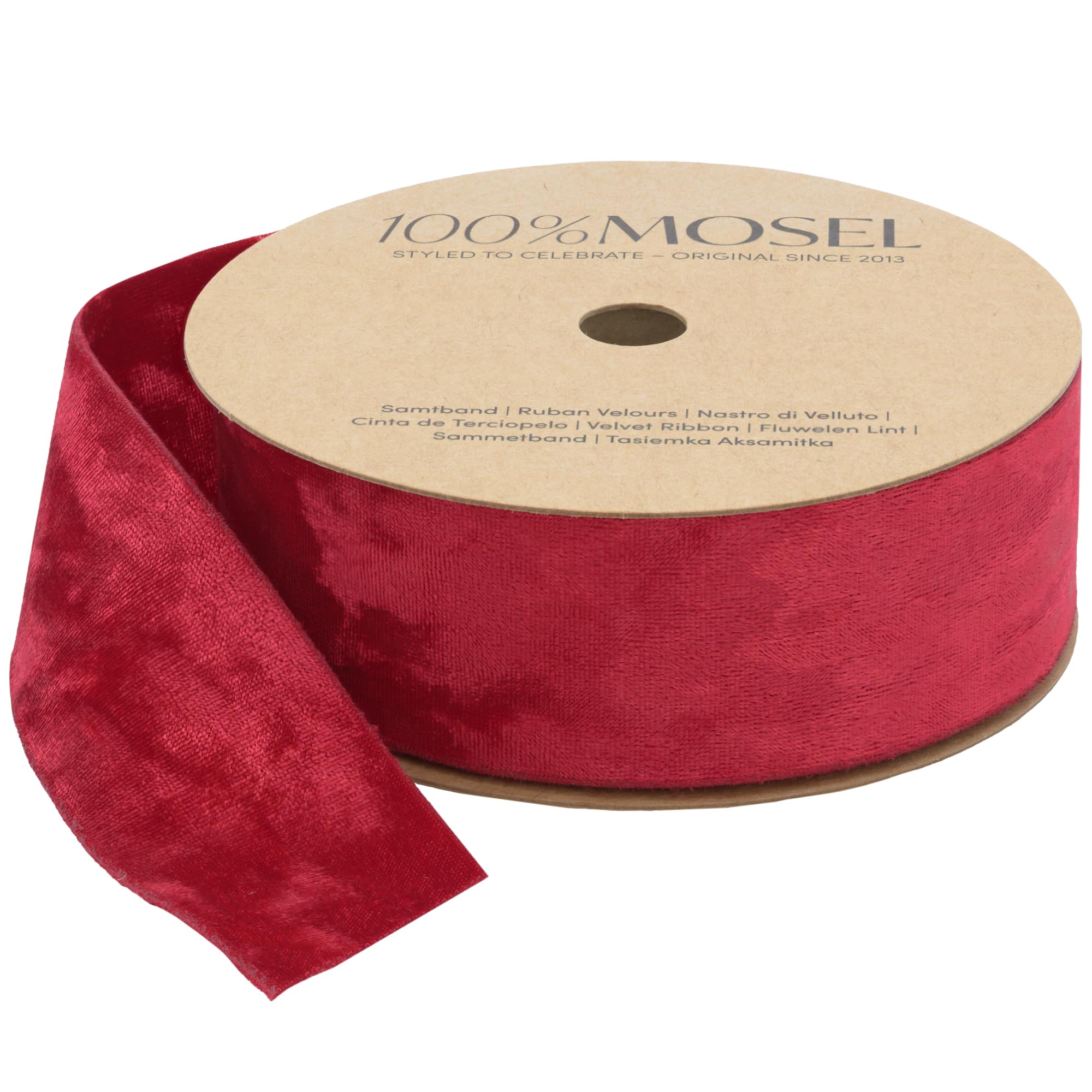 100% Mosel Samt Dekoband, in Rot (4 cm x 10 m), Geschenkband mit beidseitiger Pannesamt-Optik, edles Schleifenband zum Dekorieren & Basteln, zum Einpacken besonderer Geschenke Rot 4 cm x 10 m Angebot bei HelloDeals