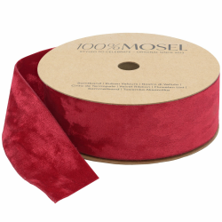 100% Mosel Samt Dekoband, in Rot (4 cm x 10 m), Geschenkband mit beidseitiger Pannesamt-Optik, edles Schleifenband zum Dekorieren & Basteln, zum Einpacken besonderer Geschenke Rot 4 cm x 10 m Angebot bei HelloDeals