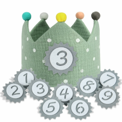 URAQT Geburtstagskrone Kinder, Geburtstagskrone Stoff, Geburtstag Kinderkrone, Krone Geburtstag für Jungs Mädchen mit Happy Birthday Spruchband und Auswechselbaren Zahlen von 1-9 (Grün) Angebot bei HelloDeals