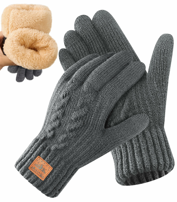 Alpaka Handschuhe Herren Damen, Winterhandschuhe Wollhandschuhe Touchscreen Warme Fleece Strickhandschuhe für Outdoor Sport Dunkelgrau Angebot bei HelloDeals