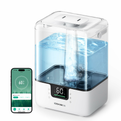 EZBASICS Smart Luftbefeuchter, 6L Top-Fill Luftbefeuchter Schlafzimmer, 360° Drehbare Düse Humidifier & Aroma Diffuser für Kinderzimmer Pflanzen, Programm & Sprachsteuerung, 1 Pack+7 Nachtlampen Angebot bei HelloDeals