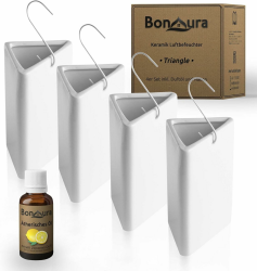 Luftbefeuchter Heizung Keramik Dreieckig I Haken & Duftöl [4er Spar-Set, 200ml] I Wasserverdunster für Heizkörper mit Duft I Verdunster & Befeuchter Wasser Behälter Angebot bei HelloDeals