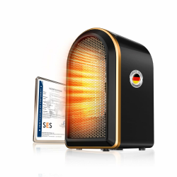 10.0 Mini Heizlüfter Bad【Nr.1 in Heizleistung – Zertifiziert】Keramik Heizlüfter Energiesparend【Rundum geschützt mit 4 Sicherheitssystemen】 Schlafzimmer Büro,Schwarz Camping Heizung Elektrisch(ABlack) Angebot bei HelloDeals