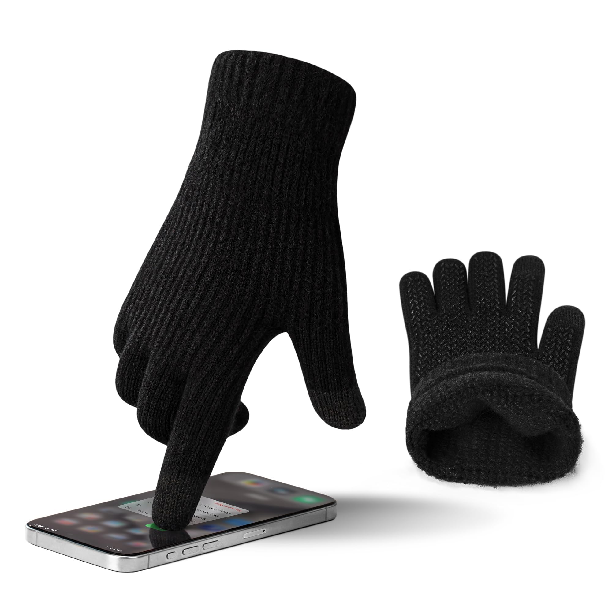 ineepor Alpaka Handschuhe Herren Damen Winter Strickhandschuhe Thermo Warme Wolle Gloves Touchscreen Dünne Grip Weich Rutschfest Flexible Schwarz M Angebot bei HelloDeals