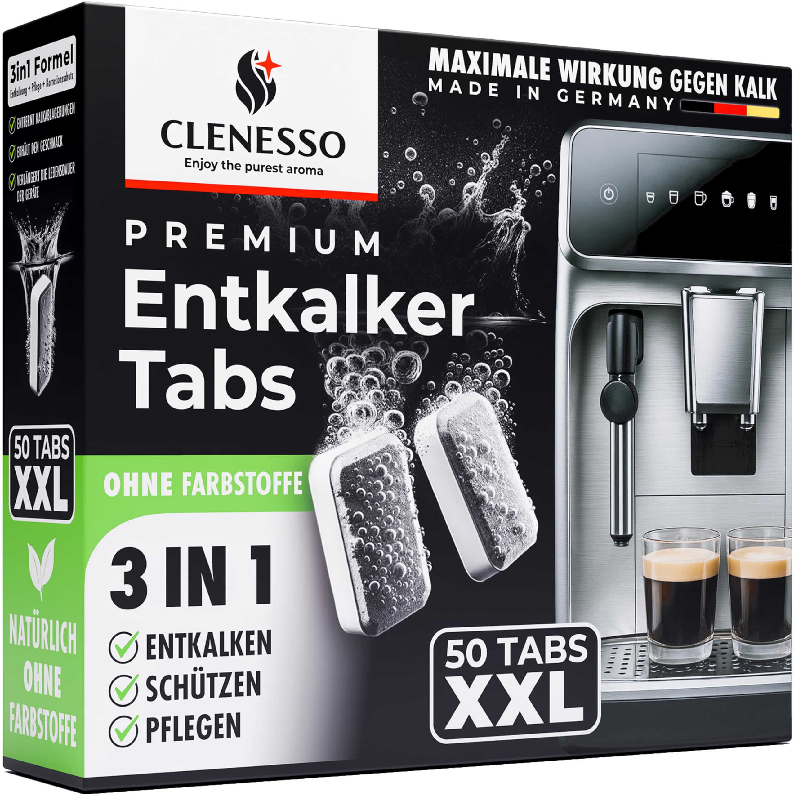 3-in-1 Entkalkungstabletten für Kaffeevollautomaten & Kaffeemaschinen (50 Stück) – Entkalker Kaffeevollautomat kompatibel mit Siemens EQ Series, Jura, Krups, Delonghi, Philips, Miele, Tassimo uvm. 50er Pack Angebot bei HelloDeals