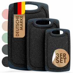 Blumtal Schneidebrett Set mit 3 Größen (S/M/L) - Schneidebrett Kunststoff groß + Saftrillen & Griff - Cutting Board - Schneidbrett BPA frei langlebiges Küchenbrett Schwarz Schwarz 3er-Set Angebot bei HelloDeals