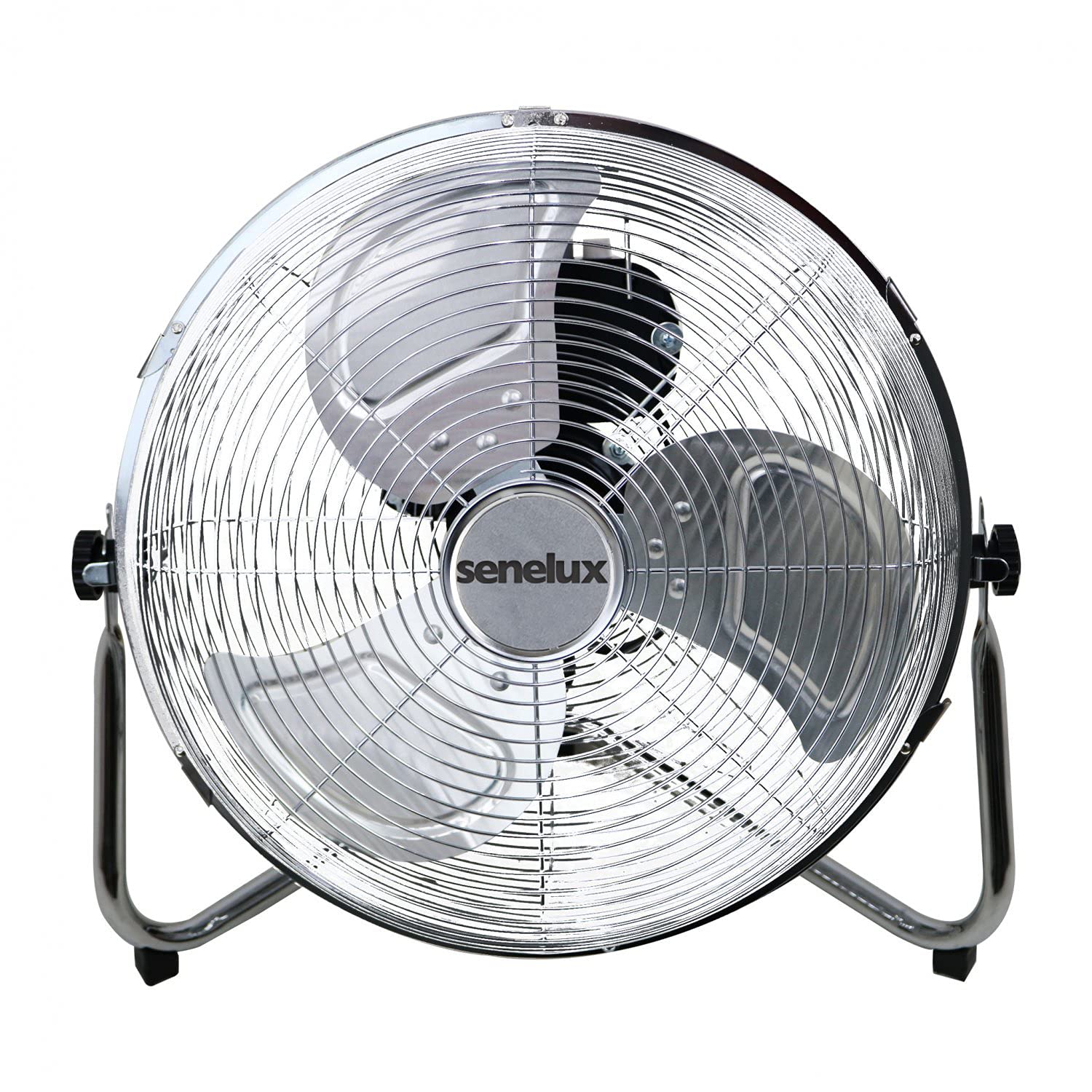 Senelux Bodenventilator - Chrome Gym Fan 30,5 cm Elektrischer tragbarer Lüfter für Zuhause/Fitnessstudio/Büro - 3 Geschwindigkeitsstufen mit Neigungsfunktion Angebot bei HelloDeals