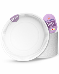 Inoverse 100 Stück Pappteller Weiß – Rund 23 cm – Umweltfreundliche Einweg Teller aus Pappe, Partygeschirr, Kuchenteller, Einweggeschirr 100 Rund 23cm Angebot bei HelloDeals