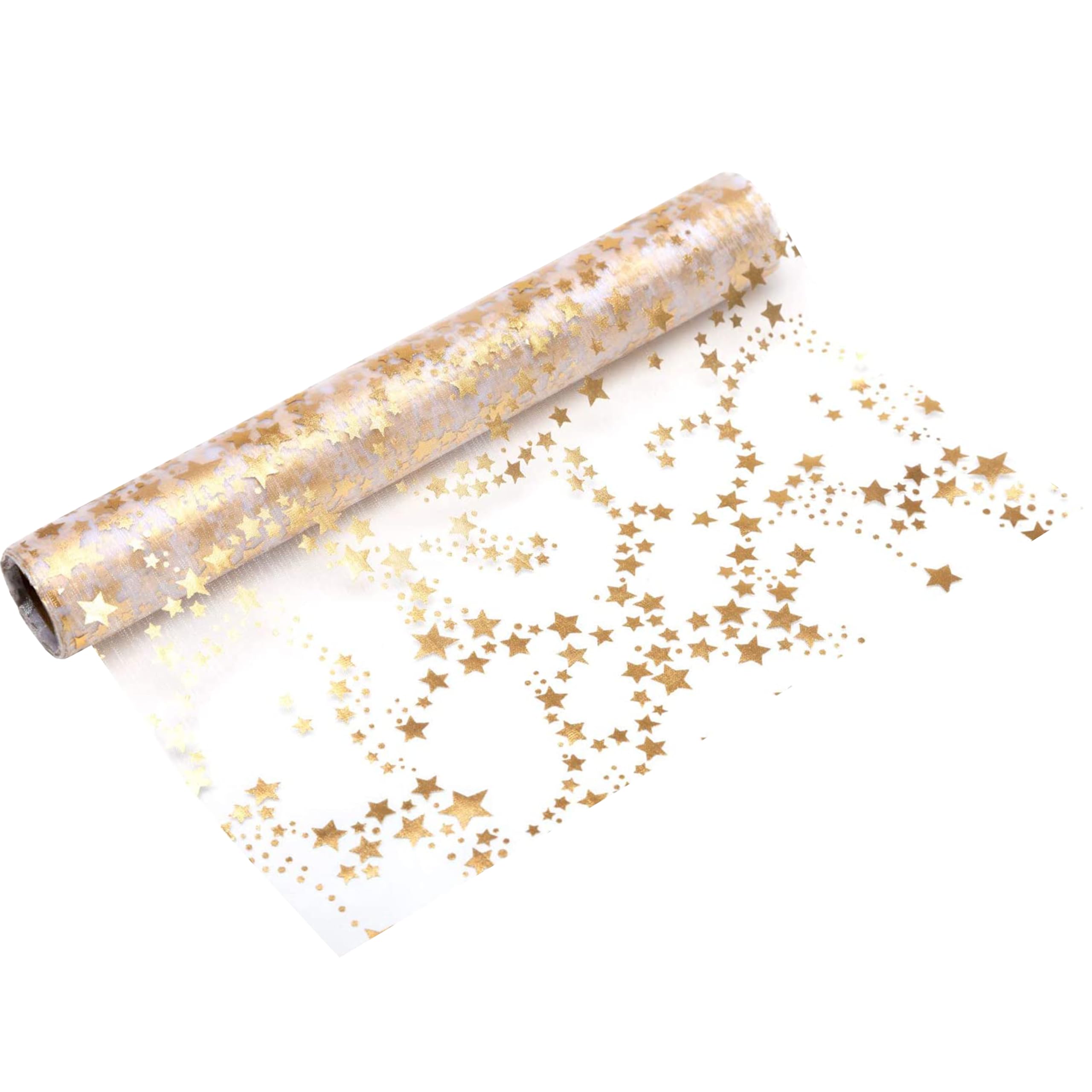100%Mosel Organza Tischläufer Sterne, in Gold/Metallic (28 cm x 5 m), transparentes Tischband, edle Tischdeko für Weihnachten & Adventszeit, Festliche Dekoration zu besonderen Anlässen Gold Sternchen Angebot bei HelloDeals