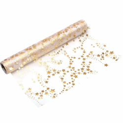 100%Mosel Organza Tischläufer Sterne, in Gold/Metallic (28 cm x 5 m), transparentes Tischband, edle Tischdeko für Weihnachten & Adventszeit, Festliche Dekoration zu besonderen Anlässen Gold Sternchen Angebot bei HelloDeals