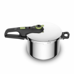 Tefal P2580702 Secure Trendy Schnellkochtopf 6 L mit Korb, 2-Stufen-Garregler: Intensivstufe 117°C, Schonstufe 112°C, Induktions-Kapselboden, für alle Herdarten, Edelstahl/Schwarz/Grün Angebot bei HelloDeals