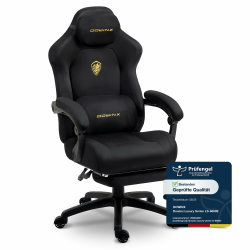 Dowinx Gaming Stuhl Ergonomisch mit Massage-Lendenkissen, Höhenverstellbare Kopfstütze, Verdicktes Sitzpolster, Ausziehbare Fußstütze, Verstellbare Armlehnen, Mikrofaser-Velours, 160° Neigbar, Schwarz Angebot bei HelloDeals