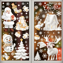 Weihnachten Fensterdeko | Selbstklebend Fenstersticker PVC | Wiederverwendbare Schneeflocken Aufkleber für Winter Weihnachtsfenster Angebot bei HelloDeals
