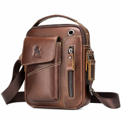 BAIGIO Umhängetasche Herren Leder Schultertasche Vintage Crossbody Bag Messenger Herrentasche zum Umhängen Ledertasche Männer Tasche mit Verstellbarem Gurt für Business Arbeit Reise M Braun Angebot bei HelloDeals
