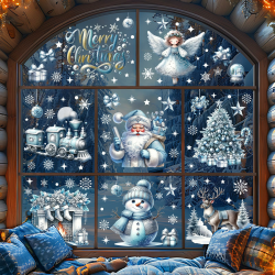 203 Stück Fensterbilder Weihnachten Selbstklebend,Fensterdeko Weihnachten Kinder Wiederverwendbar,Schneeflocken Fensteraufkleber PVC,Fenstersticker Weihnachten für Weihnachtsdeko Angebot bei HelloDeals