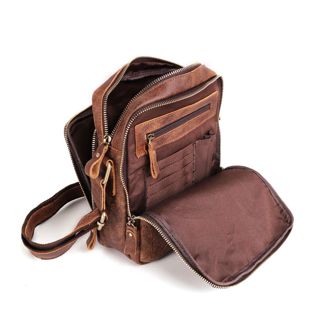 BAIGIO Schultertasche Umhängetasche Herren Leder Vintage Herrentasche Messenger Bag mit Schultergurt für Arbeit Reise Alltagsleben (Braun) Hellbraun Angebot bei HelloDeals