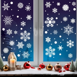 Niviy Fensterbilder Weihnachten,247 PCS Schneeflocken Deko Weiß Statisch Haftende Ohne Kleber Abnehmbare Doppelseitige Wiederverwendbar Winter Schneeflocken Weihnachtsdeko Aufkleber für Fenster Tür Weiß Schneeflocken-6 Bögen 247(30x20cm) Angebot bei HelloDeals