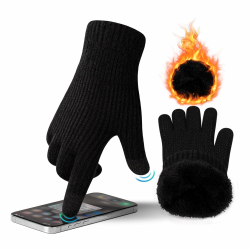 ineepor Alpaka Handschuhe Herren Damen Doppelschicht Touchscreen Thermo Warme Fleecefutter Winterhandschuhe Wolle Strickhandschuhe Rutschfeste Schwarz L Angebot bei HelloDeals
