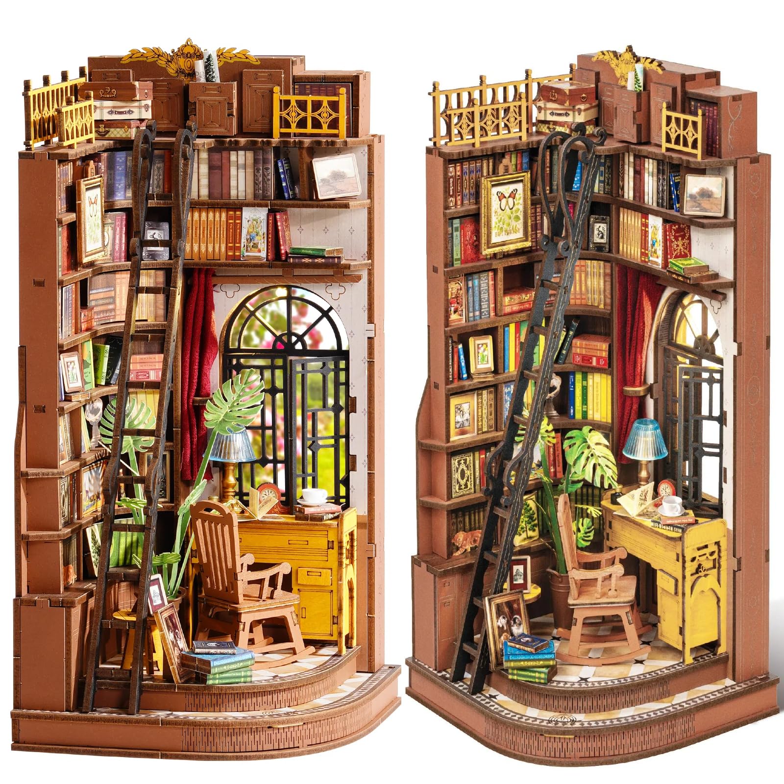 Rolife Book Nook Kit für Erwachsene DIY Miniature House mit Licht Silent Corner Study Booknook Bausatz 3D-Holzpuzzle Bücherstütze für Regal Bibliothek Bücherregal Dekoration Angebot bei HelloDeals