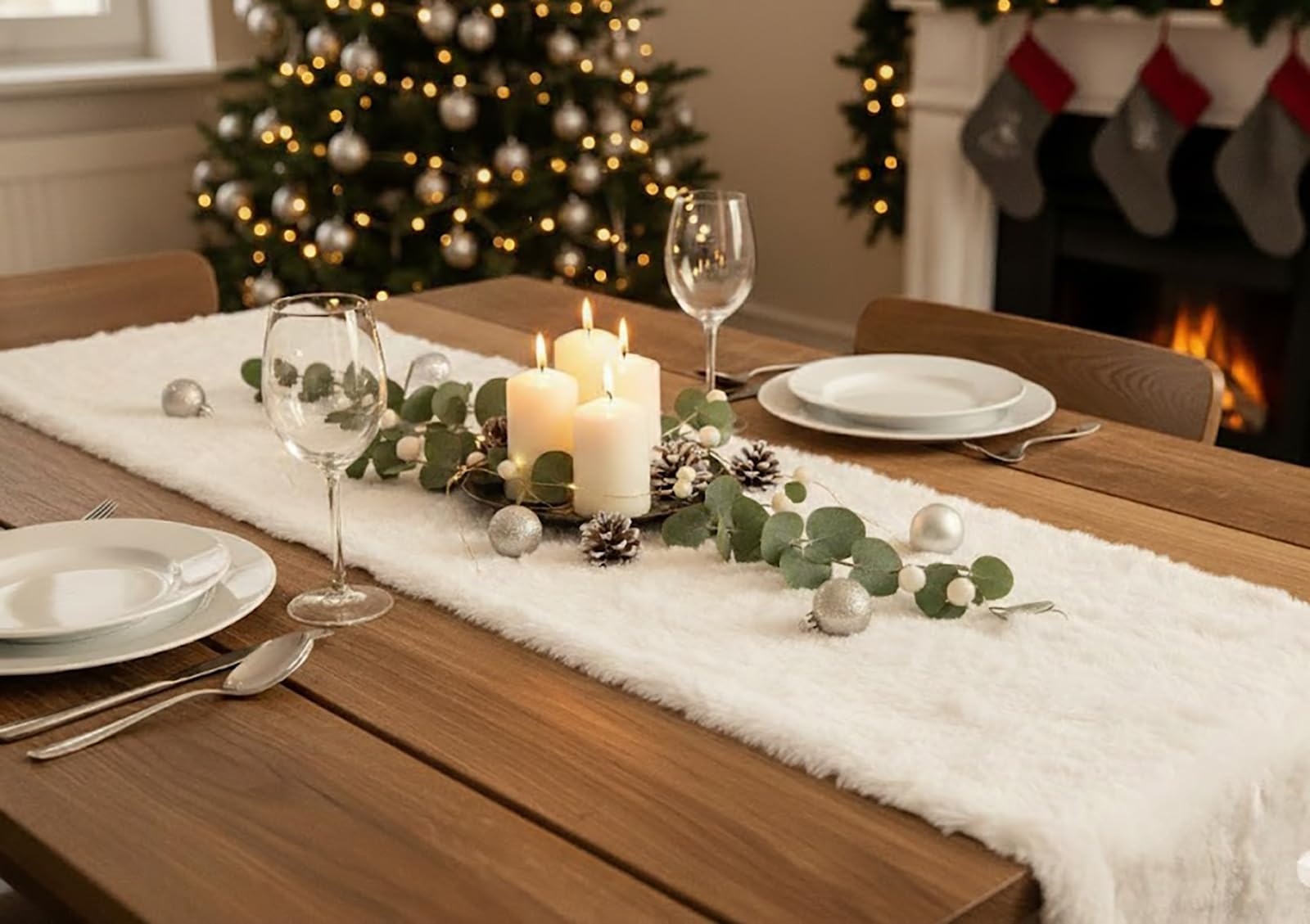 KAMACA Tischläufer 28×200 cm Kuschelfell in Lammfell-Optik Flauschiges Tischband Winter Weihnachten für Esstisch Sideboard Couchtisch weich zum individuellen Dekorieren (Tischläufer 28x200 cm Creme) Angebot bei HelloDeals