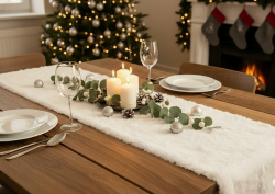 KAMACA Tischläufer 28×200 cm Kuschelfell in Lammfell-Optik Flauschiges Tischband Winter Weihnachten für Esstisch Sideboard Couchtisch weich zum individuellen Dekorieren (Tischläufer 28x200 cm Creme) Angebot bei HelloDeals