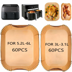 120Stück Backpapier für Philips Airfryer Dual Basket 3000 Serie 6L/3L, Heißluftfritteuse Backpapier für Tefal 5.2L/3.1L Dual Easy Fry，Zubehör für Heißluftfritteuse Philips NA352/00, NA550/00 Angebot bei HelloDeals