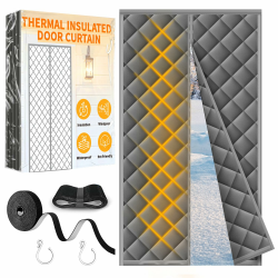 Magnet Wärmeschutzvorhang für Türen 90 x 210 cm, Thermo Türvorhang Kälteschutz ohne Bohren, Verdickter Oxford-Stoff mit Stärkeren Magneten, Wasserdicht, Winddicht für Balkontür & Schlafzimmer 90 x 210 cm Gray Angebot bei HelloDeals